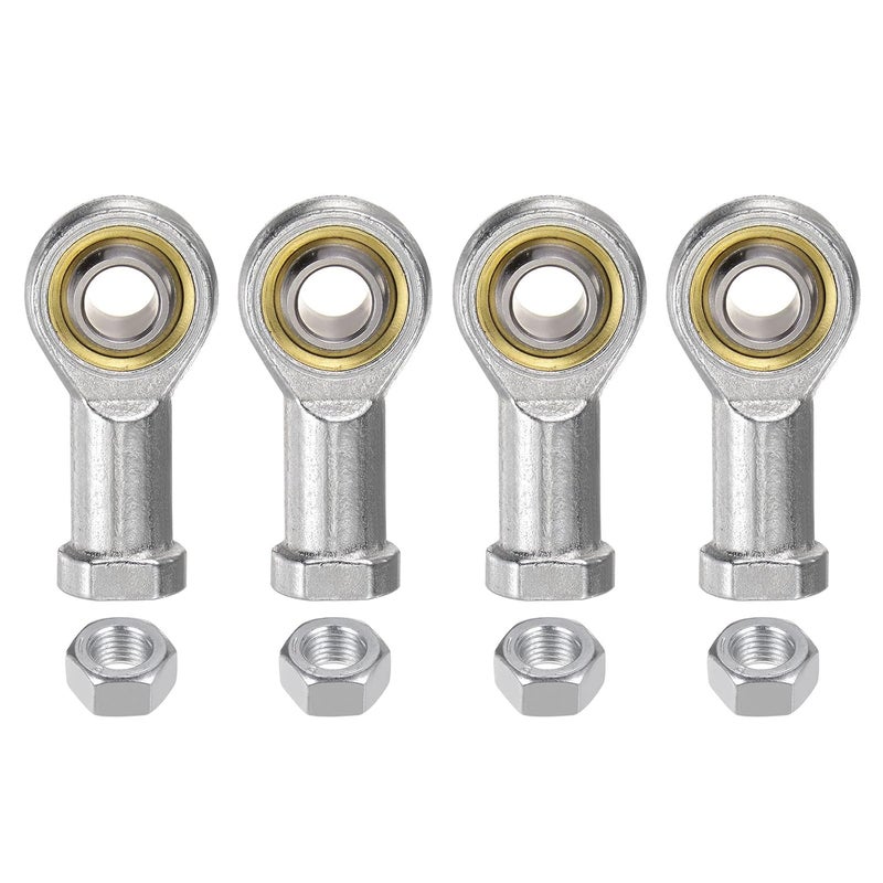 uxcell 4 قطع SI12TK PHSA12 M12 محمل نهاية قضيب أنثوي M12x1.75 خيوط يمنى، وصلات ذات تشحيم ذاتي، تشمل صمولة قفل - Image 1